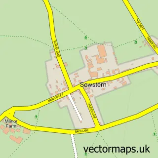 Street map sample of Sewstern, Leicestershire