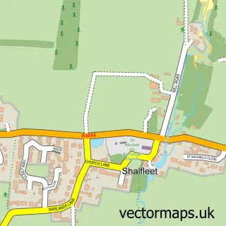 Street map sample of Shalfleet, Isle of Wight
