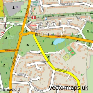 Street map sample of Shalford, Surrey