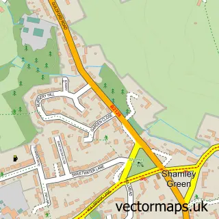 Street map sample of Shamley Green, Surrey