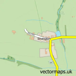 Street map sample of Shangton, Leicestershire