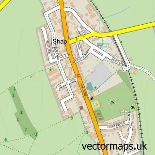 Street map sample of Shap, Cumbria