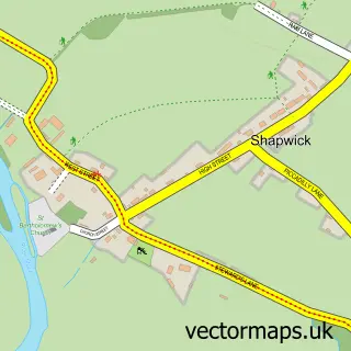 Street map sample of Shapwick, Dorset