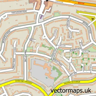 Street map sample of Shard End, West Midlands