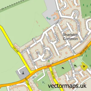 Street map sample of Sharlston Common, West Yorkshire