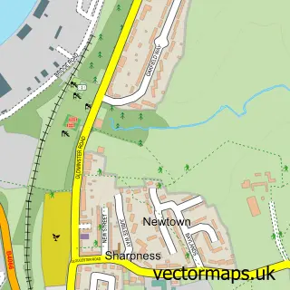 Street map sample of Sharpness, Gloucestershire