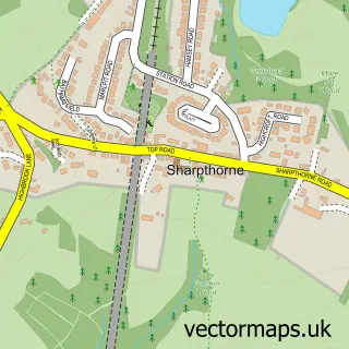 Street map sample of Sharpthorne, West Sussex
