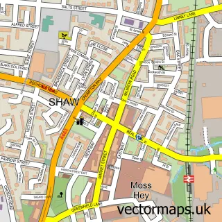 Street map sample of Shaw, Greater Manchester