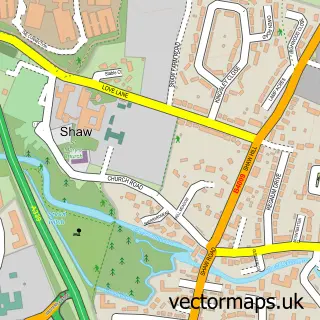 Street map sample of Shaw, Berkshire