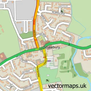 Street map sample of Shawbury, Shropshire