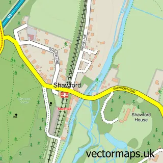 Street map sample of Shawford, Hampshire