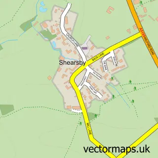 Street map sample of Shearsby, Leicestershire