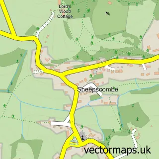 Street map sample of Sheepscombe, Gloucestershire