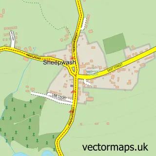 Street map sample of Sheepwash, Devon