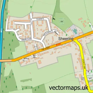 Street map sample of Sheering, Essex