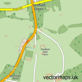 Street map sample of Sheffield Park, East Sussex