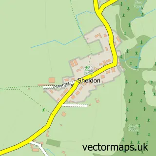 Street map sample of Sheldon, Devon
