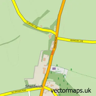 Street map sample of Sheldwich, Kent