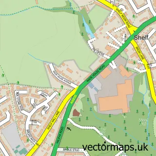 Street map sample of Shelf, West Yorkshire