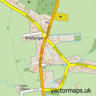 Street map sample of Shelfanger, Norfolk