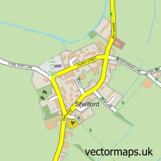 Street map sample of Shelford, Nottinghamshire