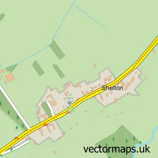 Street map sample of Shelton, Nottinghamshire