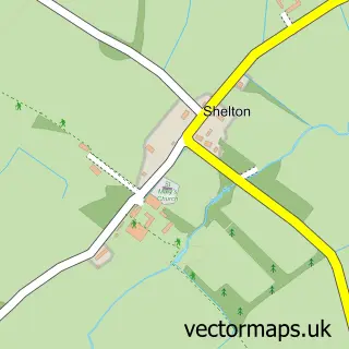 Street map sample of Shelton, Bedfordshire