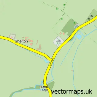 Street map sample of Shelton, Norfolk