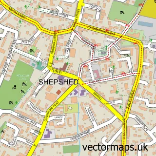 Street map sample of Shepshed, Leicestershire
