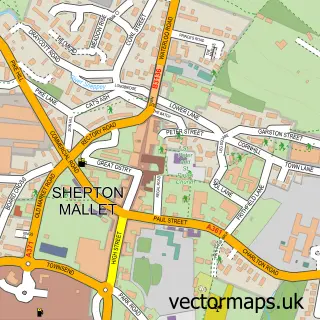 Street map sample of Shepton Mallet, Somerset