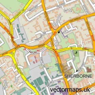 Street map sample of Sherborne, Dorset