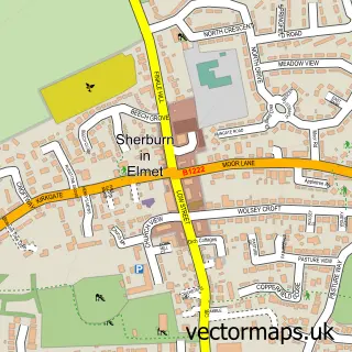 Street map sample of Sherburn in Elmet, North Yorkshire