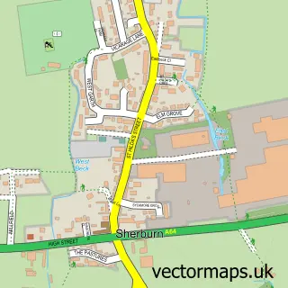 Street map sample of Sherburn, North Yorkshire