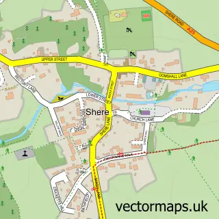 Street map sample of Shere, Surrey