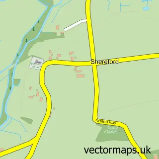 Street map sample of Shereford, Norfolk