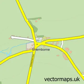 Street map sample of Shernborne, Norfolk