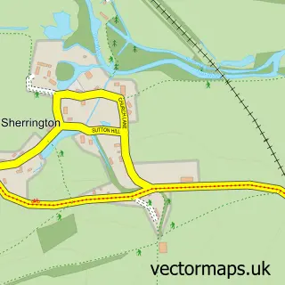Street map sample of Sherrington, Wiltshire
