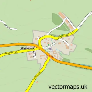 Street map sample of Sheviock, Cornwall