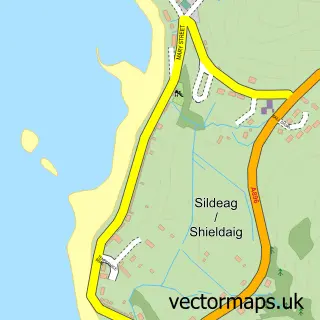 Street map sample of Shieldaig, Ross and Cromarty