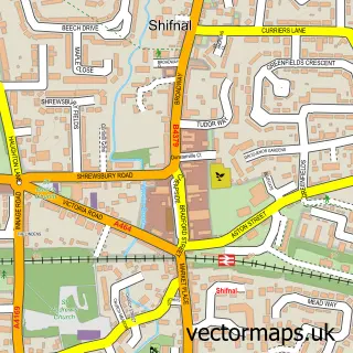 Street map sample of Shifnal, Shropshire