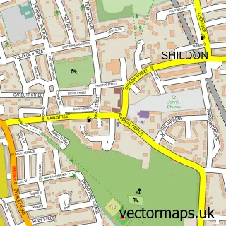 Street map sample of Shildon, Durham