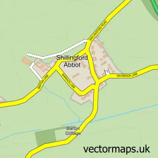Street map sample of Shillingford Abbot, Devon