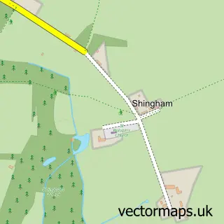 Street map sample of Shingham, Norfolk
