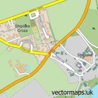 Street map sample of Shiplake, Oxfordshire