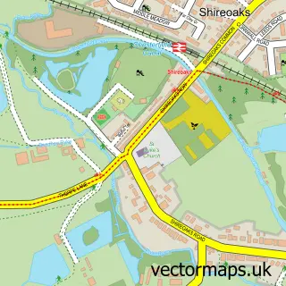 Street map sample of Shireoaks, Nottinghamshire