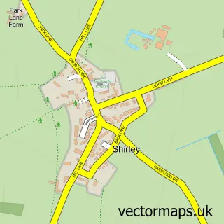 Street map sample of Shirley, Derbyshire
