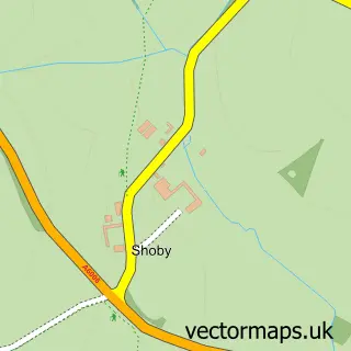 Street map sample of Shoby, Leicestershire