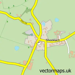 Street map sample of Shocklach, Cheshire
