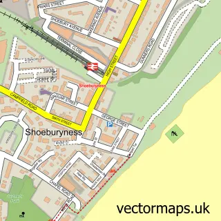 Street map sample of Shoeburyness, Essex