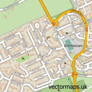 Street map sample of Shortstown, Bedfordshire